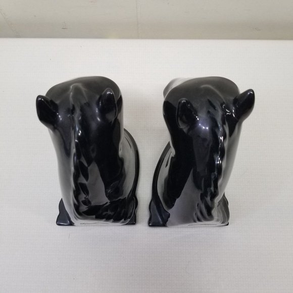 Abingdon USA Black Horse Head Book Ends Home Decor Glossy Glaze - Picture 3 of 7
